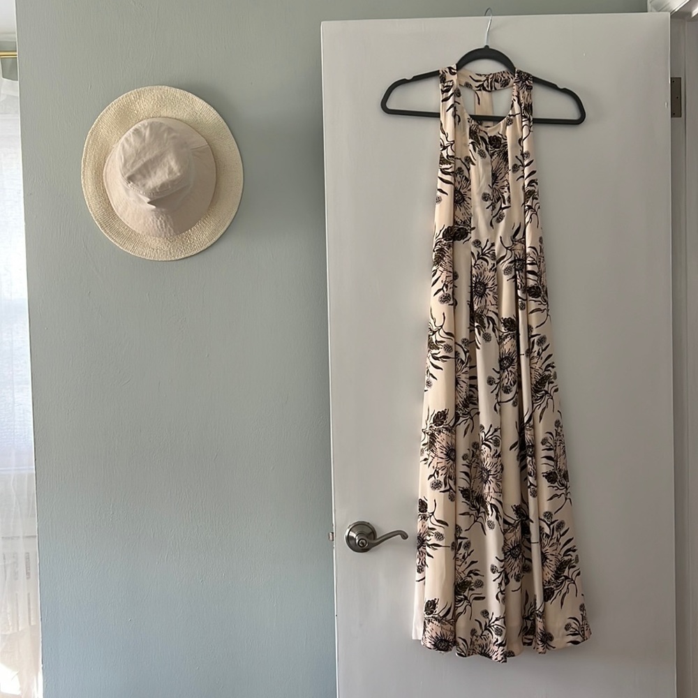 MADEWELL halter neck midi-dress with floral print.